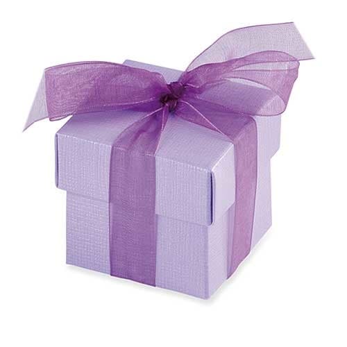 Lilac Favour Box With Lid x10 - Click Image to Close