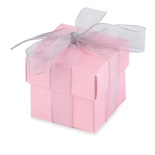Pink Favour Box With Lid x10 - Click Image to Close
