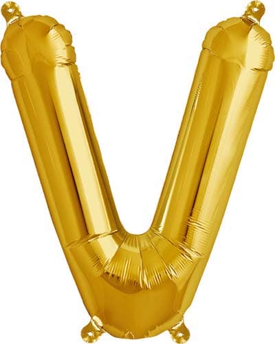 16" Letter V Gold Air Filled Balloons - Click Image to Close