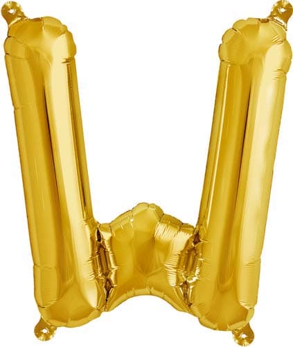 16" Letter W Gold Air Filled Balloons - Click Image to Close
