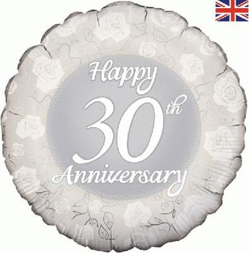 18" Happy 30th Anniversary Foil Balloons - Click Image to Close
