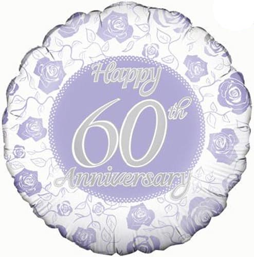 18" Happy 60th Anniversary Foil Balloons - Click Image to Close