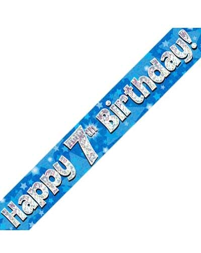 Happy 7th Birthday Blue Holographic Banner - Click Image to Close