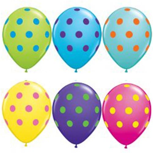 11" Big Polka Dots Colourful Assorted Latex Balloons 50pk - Click Image to Close