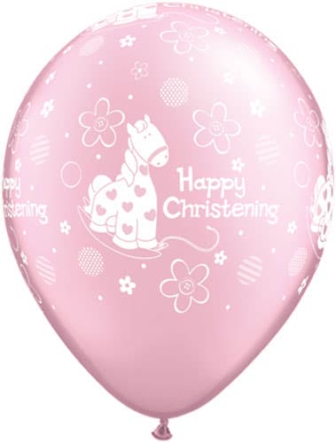 11" Soft Pony Pink Christening Latex Balloons 25pk - Click Image to Close