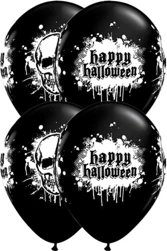 11" Halloween Haunted Skull Latex Balloon 6pk - Click Image to Close