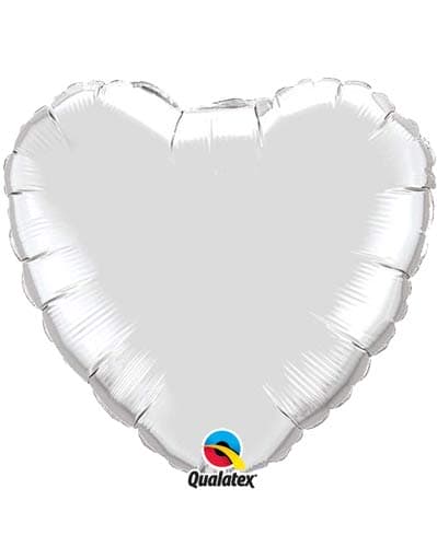 9" Silver Heart Foil Balloon - Click Image to Close