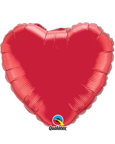 4" Ruby Red Heart Foil Balloon - Click Image to Close