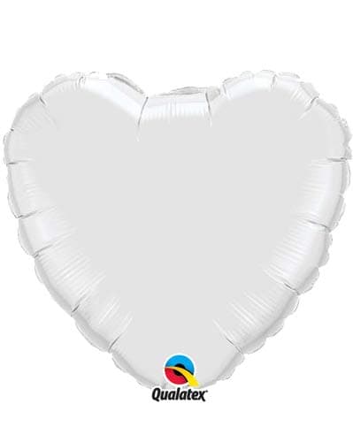 18" White Heart Foil Balloon - Click Image to Close