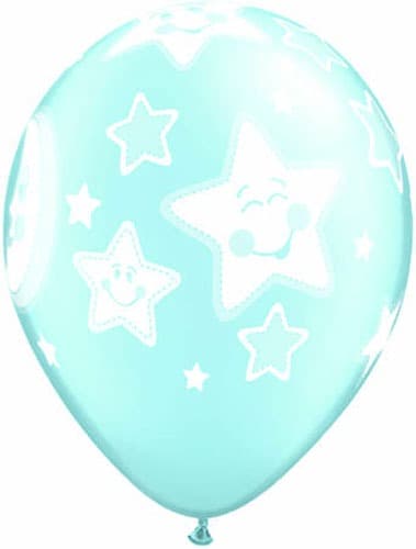11" Baby Moon And Stars Boy Latex Balloons 25pk - Click Image to Close