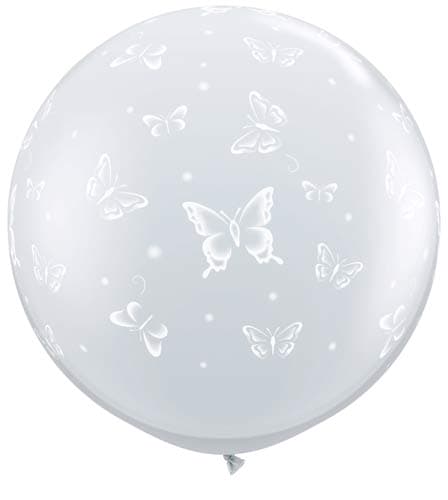 3ft Butterflies Around Neck Down Giant Latex Balloons 2pk - Click Image to Close