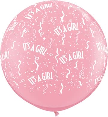 3ft Its a Girl Around Giant Latex Balloons 2pk - Click Image to Close