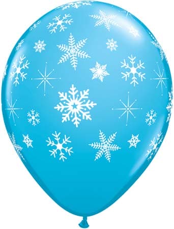 11" Snowflakes & Sparkles Robins Egg Blue Latex Balloons 25pk - Click Image to Close