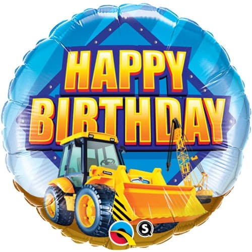 18" Birthday Construction Zone Foil Balloons - Click Image to Close