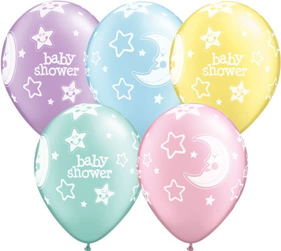 11" Baby Shower Moons And Stars Latex Balloons 25pk - Click Image to Close