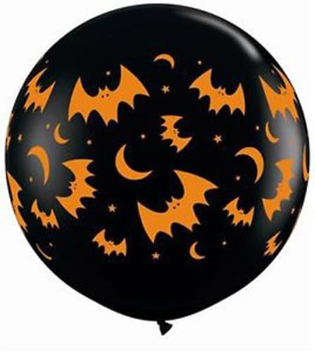 3ft Flying Bats And Moons Wrap Latex Balloons 2pk - Click Image to Close