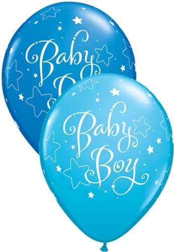 11" Baby Boy Stars Latex Balloons 25pk - Click Image to Close