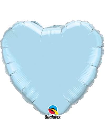 9" Pearl Light Blue Heart Foil Balloon - Click Image to Close