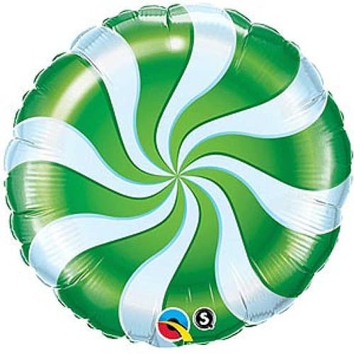 18" Candy Swirl Green Foil Balloons - Click Image to Close