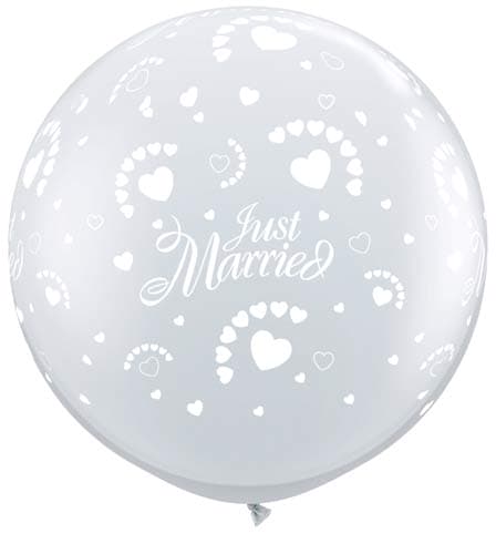 3ft Just Married Hearts Neck Down Giant Latex Balloons 2pk - Click Image to Close