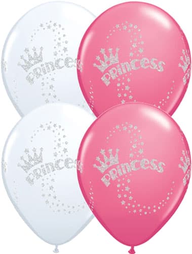 11" Princess Sparkle Latex Balloons 25pk - Click Image to Close