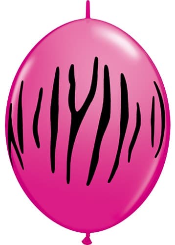 12" Wild Berry Zebra Stripes Quick Link Latex Balloons 50pk - Click Image to Close