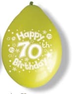 10" Happy 70th Birthday Latex Balloons 6 Packs Of 10