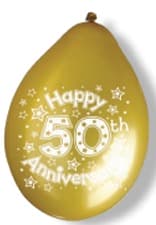 10" 50th Anniversary Latex Balloons 6 Packs Of 10 - Click Image to Close