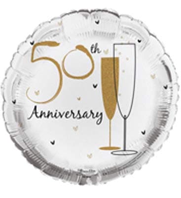 18" 50th Wedding Anniversary Foil Balloons - Click Image to Close