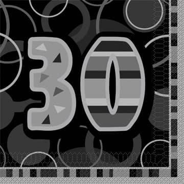 30th Happy Birthday Glitz Napkins x16 - Click Image to Close