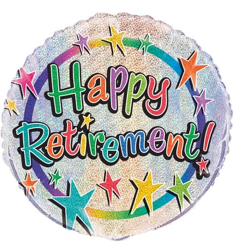 18" Happy Retirement Prismatic Foil Balloons - Click Image to Close