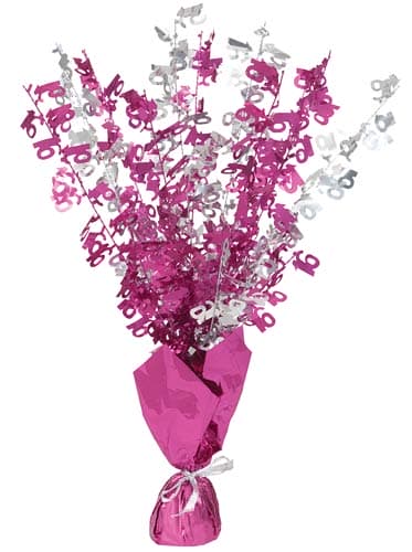 16th Pink Glitz Foil Balloon Weight Centrepiece - Click Image to Close