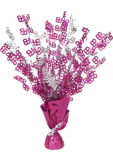 65th Pink Glitz Foil Balloon Weight Centrepiece - Click Image to Close