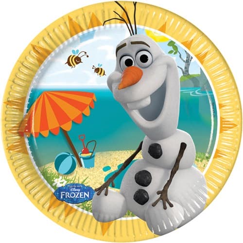 Summer Olaf 20cm Paper Plates x8 - Click Image to Close
