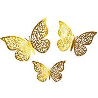 3D Gold Adhesive Butterflies 12 pack