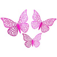 3D Fuchsia Pink Adhesive Butterflies 12 pack
