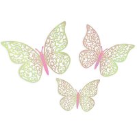 3D Pink Iridescent Adhesive Butterflies 12 pack
