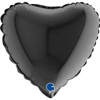 9" Grabo Black Plain Heart Air Fill Balloons