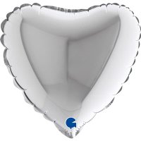 9" Grabo Silver Plain Heart Air Fill Balloons