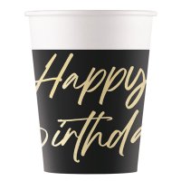 Elegant Happy Birthday Paper Cups 8pk
