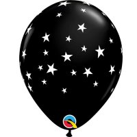 11" Onyx Black Contempo Stars Latex Balloons 25pk