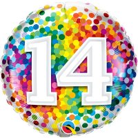 18" 14 Rainbow Confetti Foil Balloons