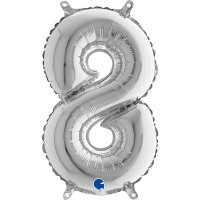 14" Grabo Silver Number 8 Air Fill Balloons