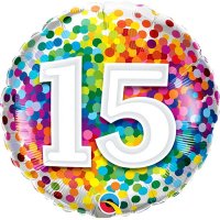 18" 15 Rainbow Confetti Foil Balloons