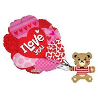 36" I Love You Teddy Supershape Foil Balloons