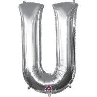 16" U Letter Silver Air Filled Balloons