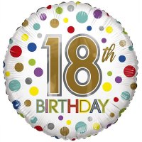 18" Happy 18th Birthday Polka Dots Eco Foil Balloons