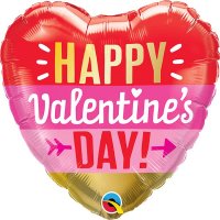 18" Happy Valentines Day Arrow & Stripes Foil Balloons