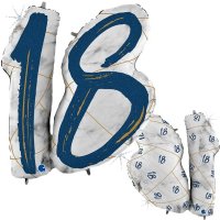 18 Blue Marble Mate Shape Number Balloons