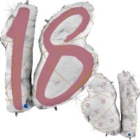 18 Rose Gold Marble Mate Shape Number Balloons